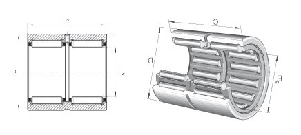 RNA6918 double row needle roller bearing without inner ring 105x125x63mm